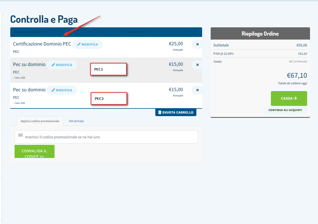 PEC Order Example Utixo