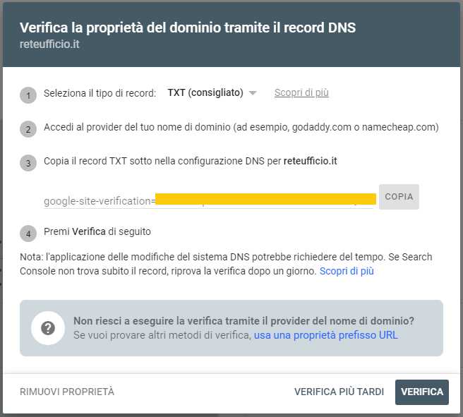 Verify domain ownership