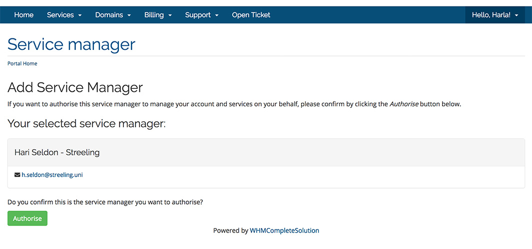Client confirmation