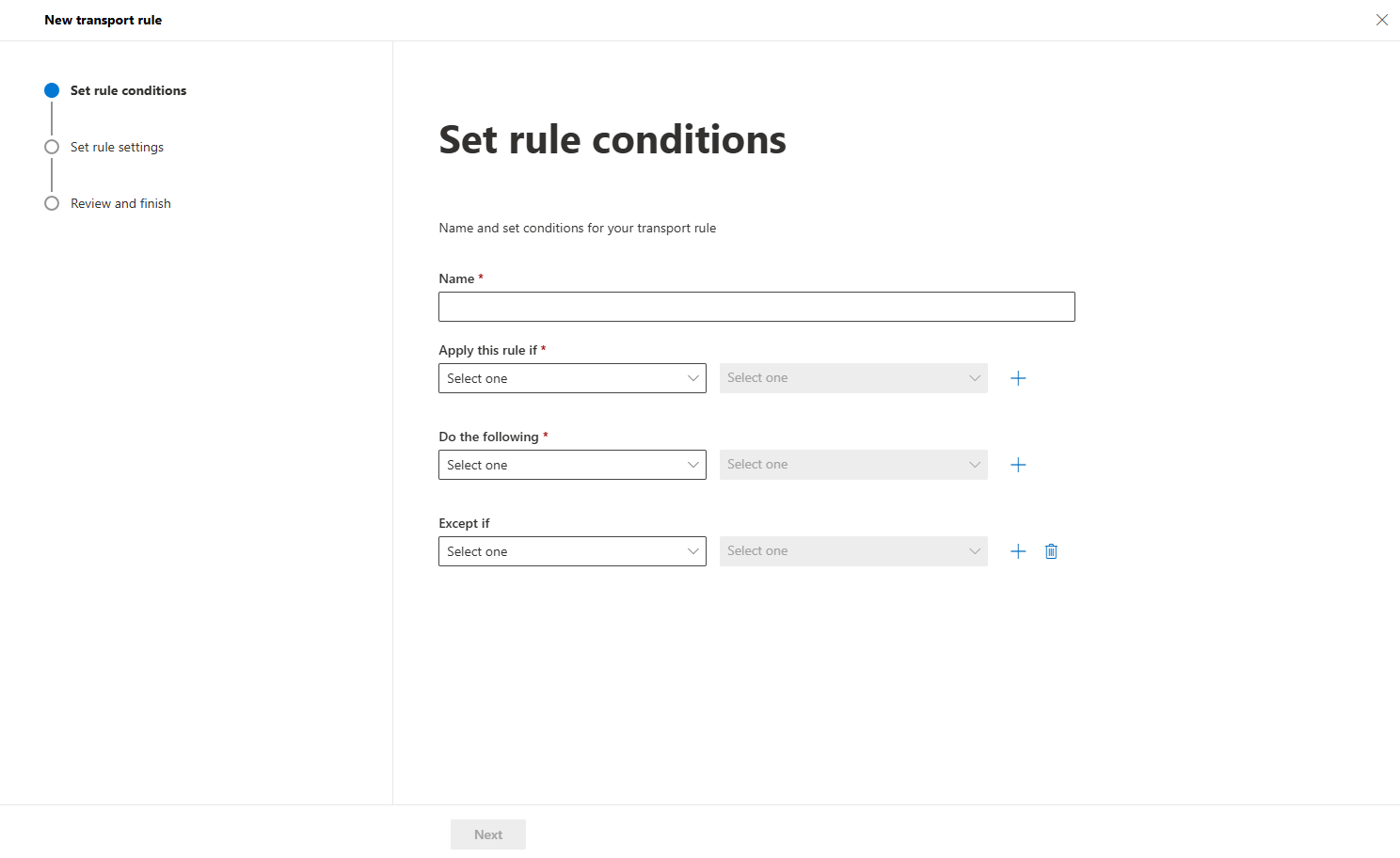 List of configured rules