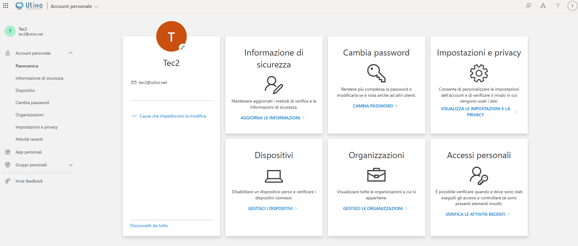 Change password section