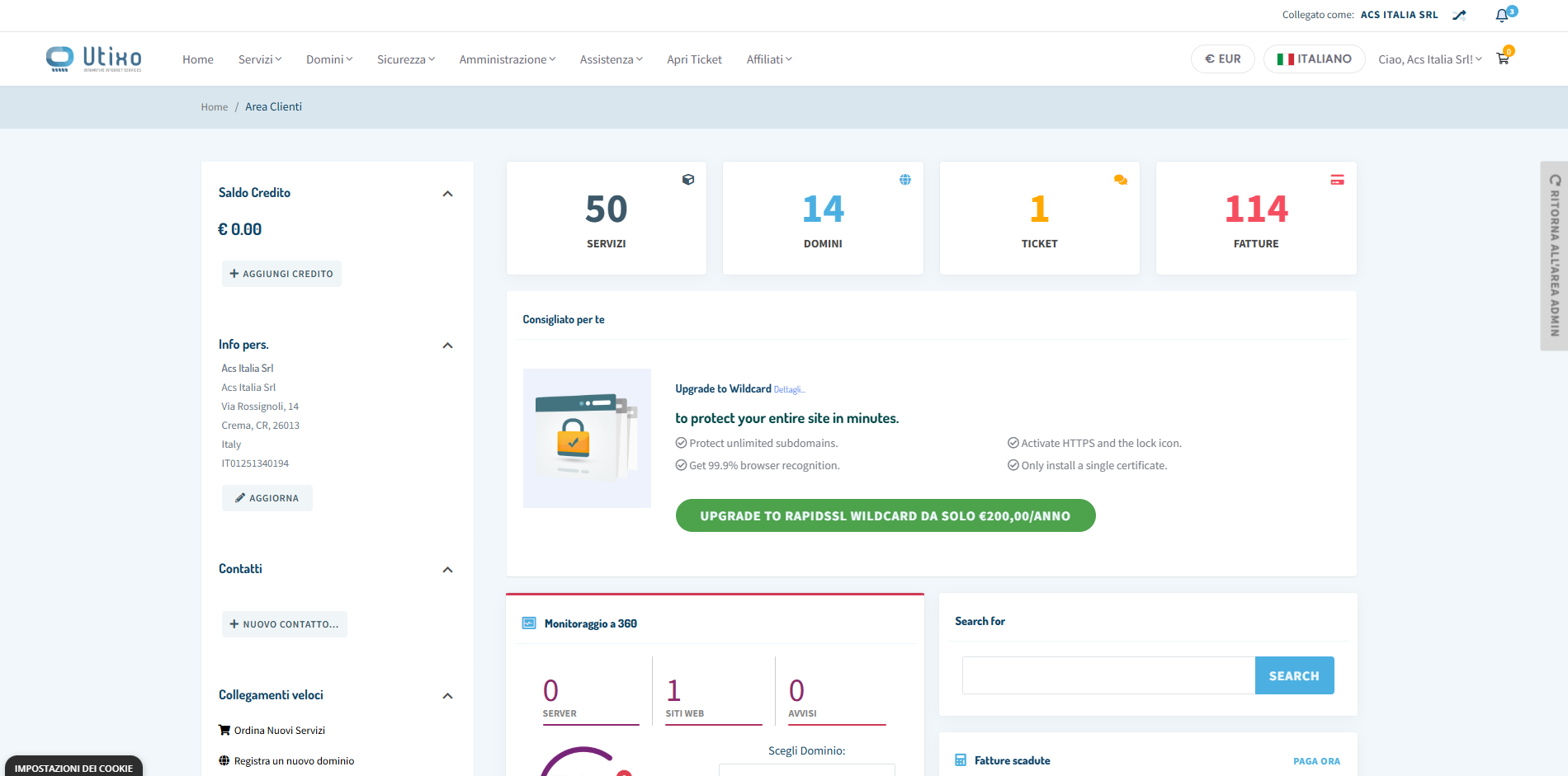 Homepage after login