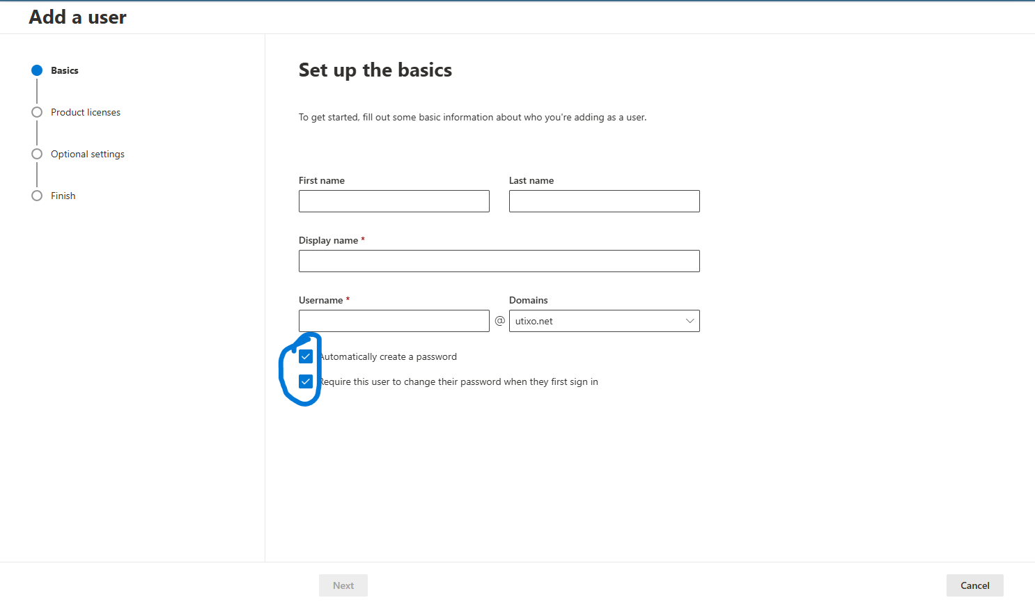 Set password