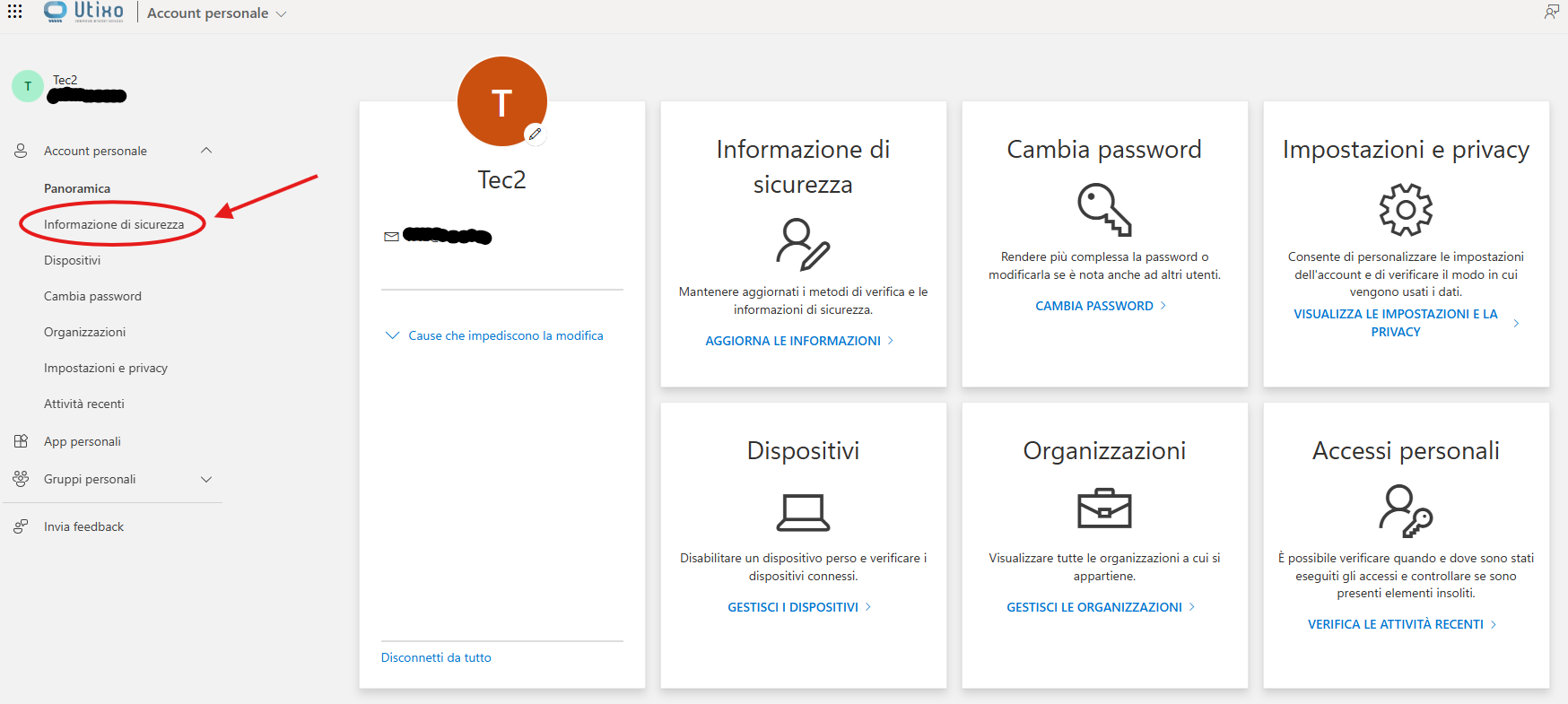 Security info section in Microsoft Account