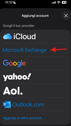 Select Microsoft Exchange
