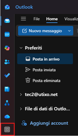 Accessing more apps in Outlook