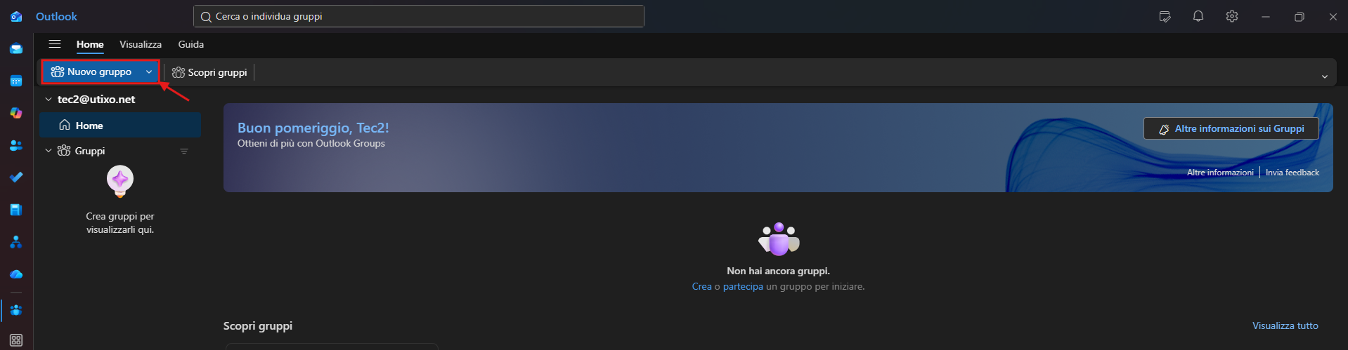 Creating a new group in Outlook