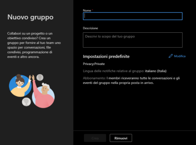 Microsoft 365 new group configuration