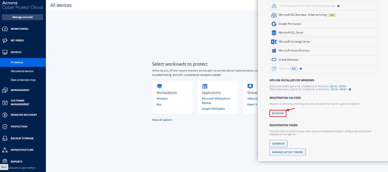 Start manual registration