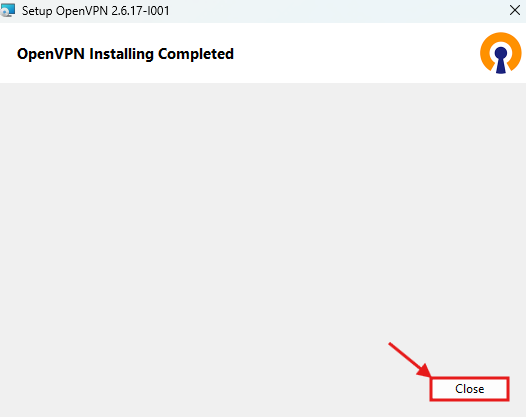 Final installation screen with Close button