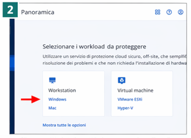 Selezione Windows tra i workload Acronis da proteggere