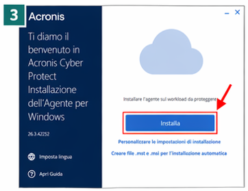 Installazione dell'agente Acronis Cyber Protect Cloud per Windows