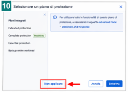 Opzione Non applicare piano di protezione in Acronis