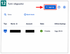 Pulsante Aggiungi nella sezione Tutti i dispositivi Acronis