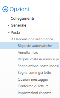 Automatic Replies Menu