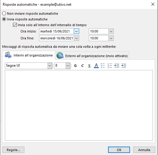 Automatic reply configuration